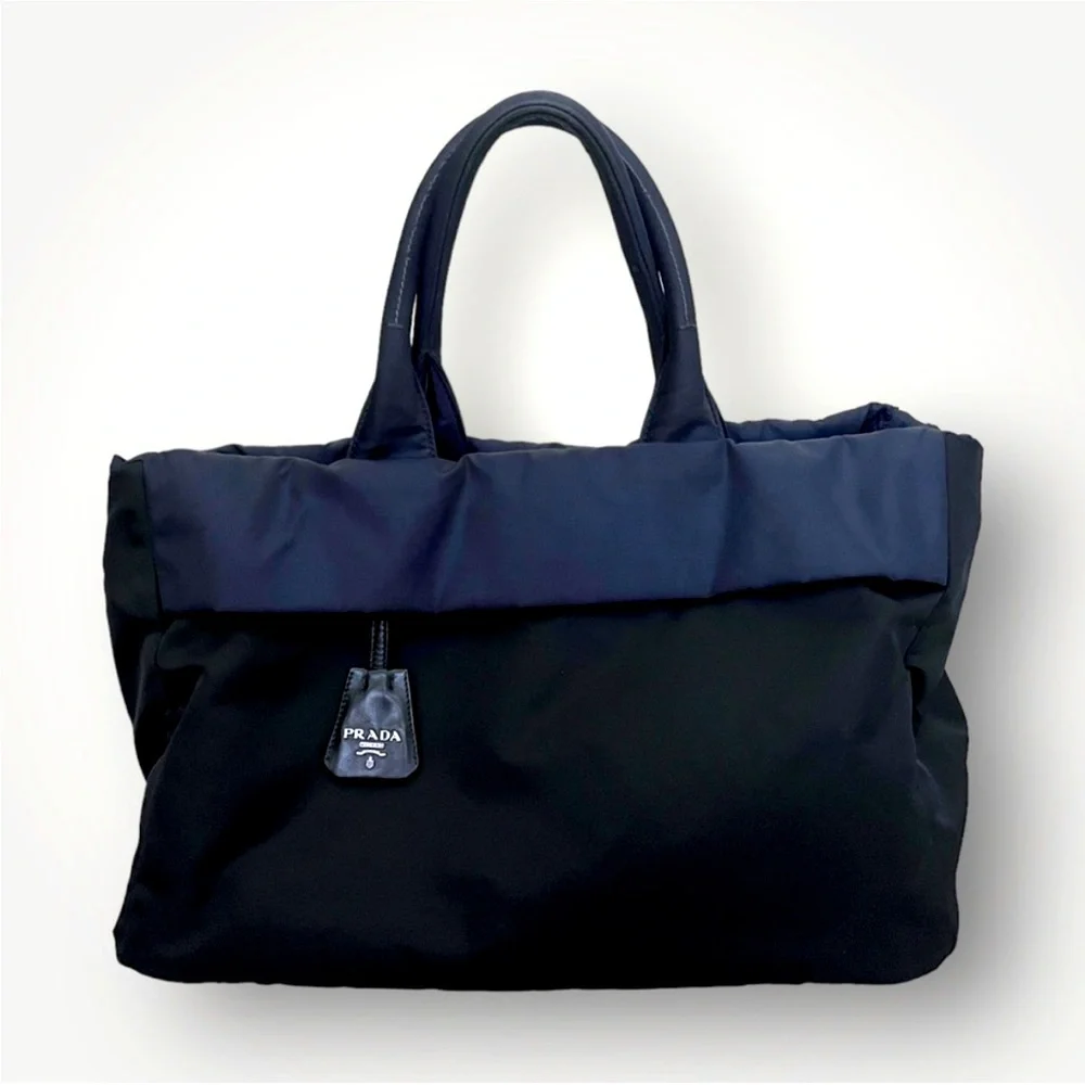 Auth Prada Tessuto Nylon Canapa Bag Large